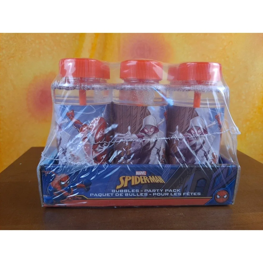 Set Of 6 Marvel‎ Spider-Man Party Pack Bubbles 4oz Spiderman Labeled Bottles